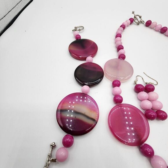 Pink & Purple Agate 3pcs set - Picture 2 of 4